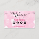 Roze Sparkly Make-up Artiest Glamour Bokeh Sequin Visitekaartje (Achterkant)