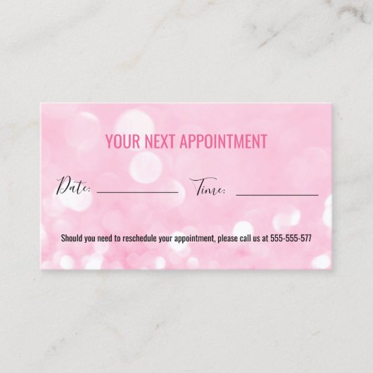 Roze Sparkly Make-up Artiest Glamour Bokeh Sequin Visitekaartje (Voorkant)