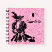 Roze Sparkly Notitieboek met Coquette Model (Voorkant)