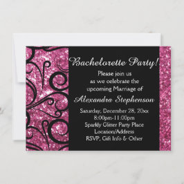 Roze Sparkly Swirl Bachelorette Party Kaart
