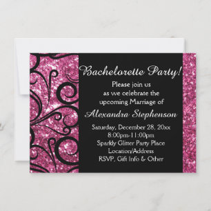 Roze Sparkly Swirl Bachelorette Party Kaart
