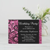 Roze Sparkly Swirl Verjaardagsfeest voor vrouwen Kaart (Staand voorkant)
