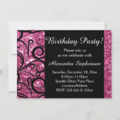 Roze Sparkly Swirl Verjaardagsfeest voor vrouwen Kaart (Voorkant)