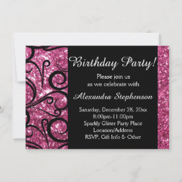 Roze Sparkly Swirl Verjaardagsfeest voor vrouwen Kaart