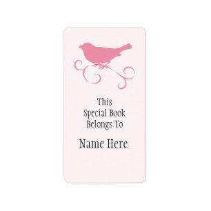 Roze Sparrow Bookplate Etiket