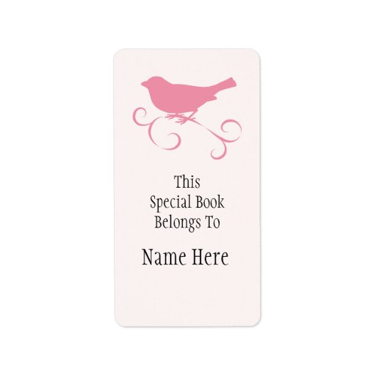 Roze Sparrow Bookplate Etiket (Voorkant)