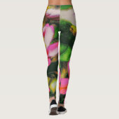Roze spattende bloemen leggings (Achterkant)