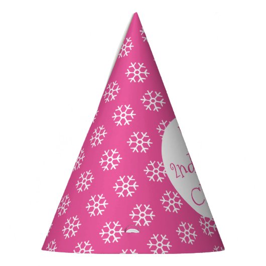roze, speciaal gepersonaliseerd Snowflake Winter Feesthoedjes (Links)