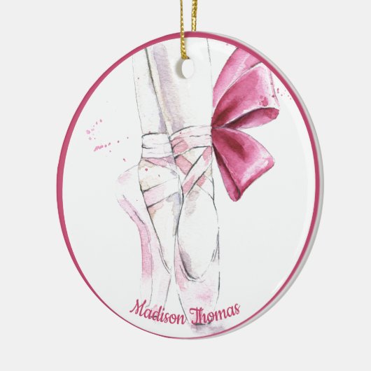 Roze, speciaal ontworpen balletslippers keramisch ornament (Links)
