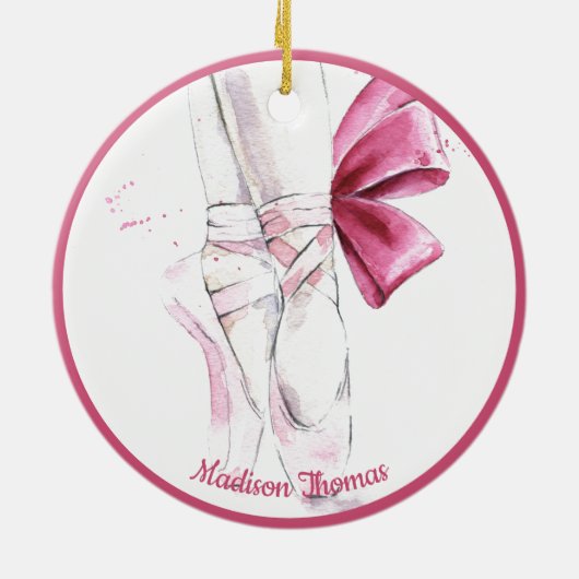 Roze, speciaal ontworpen balletslippers keramisch ornament (Achterkant)