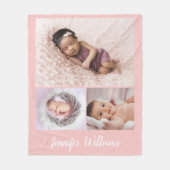 Roze, speciaal voor baby's uitgeruste naam & 3 Fot Fleece Deken (Voorkant)