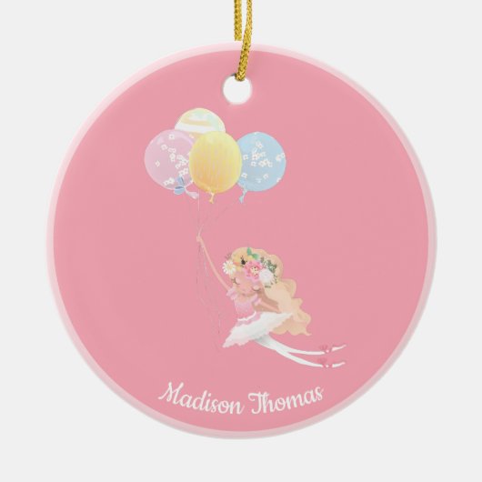 Roze, speciaal voor balletmeisjes bestemde ballonn keramisch ornament (Voorkant)