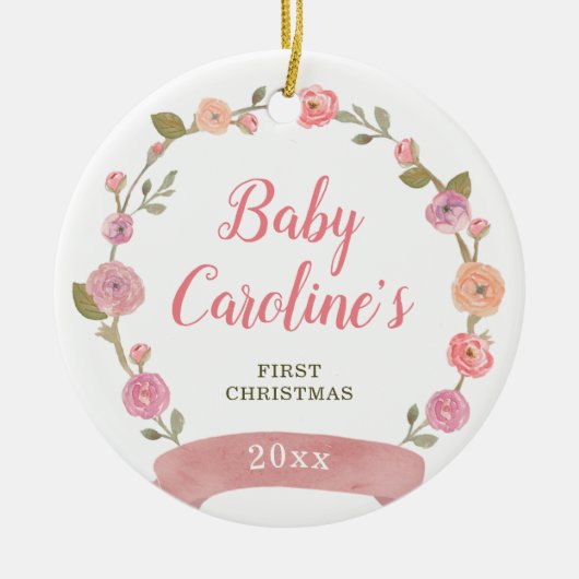 roze, speciaal voor meisjes kerstmis keramisch ornament (Voorkant)