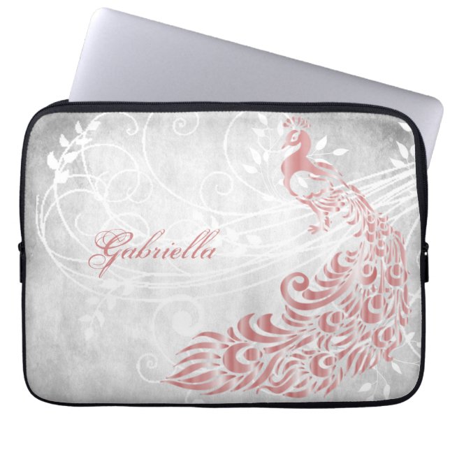 Roze speciaal voor Peacock ontworpen laptophoes Laptop Sleeve (Voorkant)