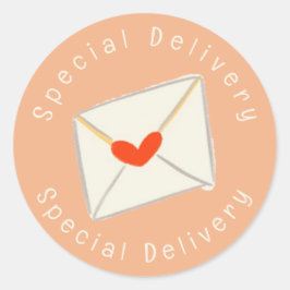 Roze speciale aflevering Red Heart Envelope Ronde Sticker