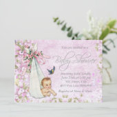 Roze Speciale Levering  Baby shower Kaart (Staand voorkant)
