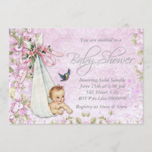 Roze Speciale Levering  Baby shower Kaart