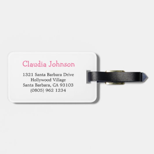 Roze speelgoed teddy en eend kinder genoemd bagage bagagelabel (Achterkant horizontaal)