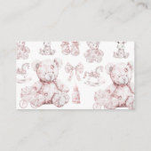 Roze Speelgoed Toile De Jouy Baby shower Boeken vo Informatiekaartje (Achterkant)