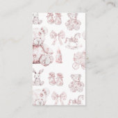 Roze Speelgoed Toile De Jouy Baby shower Boeken vo Informatiekaartje (Achterkant)