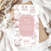 Roze Speelgoed Toile De Jouy Baby shower Boeken vo Informatiekaartje