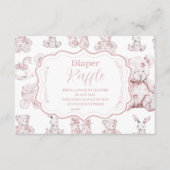 Roze Speelgoed Toile De Jouy Baby shower Diapper R Informatiekaartje (Voorkant)