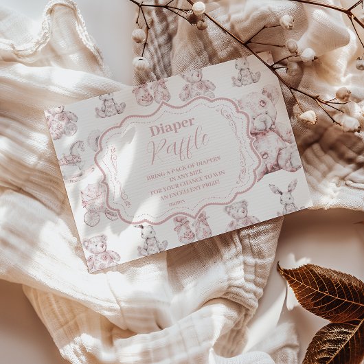 Roze Speelgoed Toile De Jouy Baby shower Diapper R Informatiekaartje