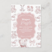 Roze Speelgoed Toile De Jouy Baby shower Diapper R Informatiekaartje (Voorkant)