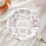 Roze Speelgoed Toile De Jouy Baby shower Papieren Bordje<br><div class="desc">Voeg een vleugje elegantie toe aan uw baby shower met onze Toile De Jouy Bow Baby shower Paper Borden. Ontworpen met het klassieke en ingewikkelde Toile De Jouy-patroon, hebben deze borden charmante pastorale scènes die tijdloze sophisticatie en charme belichamen. Het delicate boogaccent versterkt het ontwerp, waardoor deze borden perfect passen...</div>
