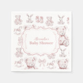 Roze Speelgoed Toile De Jouy Baby shower Servet (Voorkant)