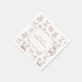 Roze Speelgoed Toile De Jouy Baby shower Servet (Hoek)