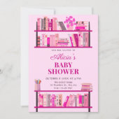 Roze speelse boeken baby shower kaart (Voorkant)