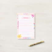 Roze Speelse Doodle Post-it® Notes (Op bureau)