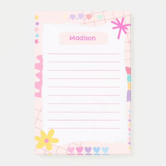 Roze Speelse Doodle Post-it® Notes (Voorkant)