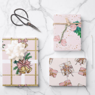 roze speelse girale inpakbladen inpakpapier vel