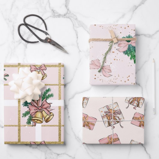 Roze Speelse Girly Vakantie Verpakking Papieren Bl Inpakpapier Vel (Voorkant)