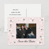 Roze speelse harten Save the Date Aankondigingskaart (Voorkant / Achterkant)