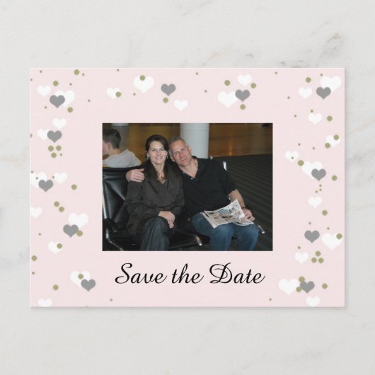 Roze speelse harten Save the Date Aankondigingskaart (Voorkant)