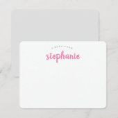 Roze Speelse Script Persoonlijke Plat Notitiekaartje (Voorkant / Achterkant)