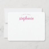 Roze Speelse Script Persoonlijke Plat Notitiekaartje (Voorkant)