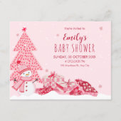 Roze speelse winter baby shower kaart (Voorkant)