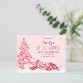 Roze speelse winter bruids-shower kaart (Staand voorkant)