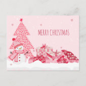 Roze speelse winter kerst  feestdagenkaart (Voorkant)
