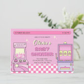 Roze spel arcade baby shower kaart (Staand voorkant)