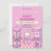 Roze spel arcade baby shower kaart (Voorkant)