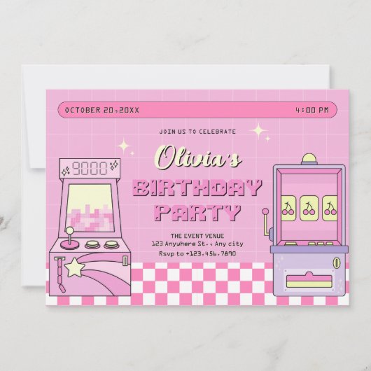 Roze spel arcade  kaart (Voorkant)