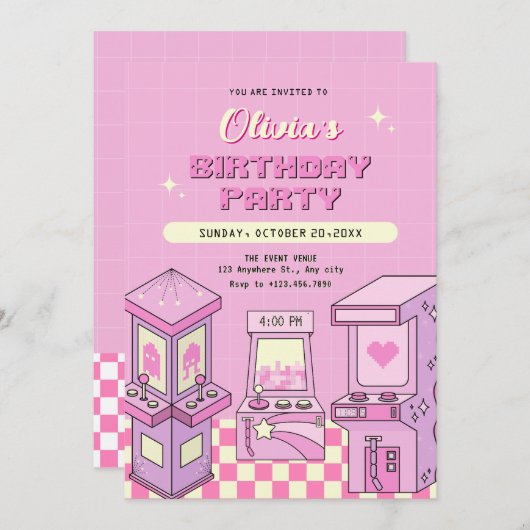 Roze spel arcade kaart (Voorkant / Achterkant)