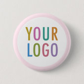 Roze Speld met terugknop en rond logo-badge van he Ronde Button 5,7 Cm (Voorkant)