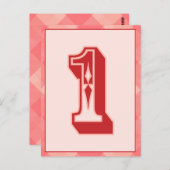 Roze speldenaantal "1" Typografische banner Kaart (Voorkant / Achterkant)