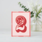 Roze speldenaantal "2" Typografische banner Kaart (Staand voorkant)